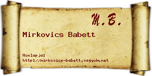 Mirkovics Babett névjegykártya